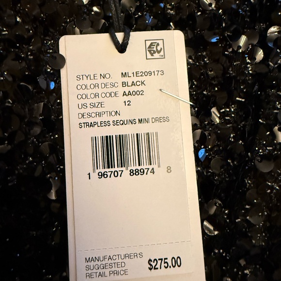 Liv Foster NWT Strapless Sequins Mini Dress Black Women’s 12 Cocktail Party Chic - Picture 6 of 14